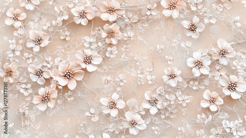 Floral lace fabric texture background, close-up view, delicate design for wedding or fashion
