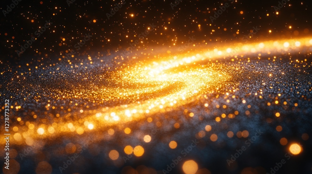 Obraz premium Golden spiral galaxy, cosmic dust, dark space, background, design