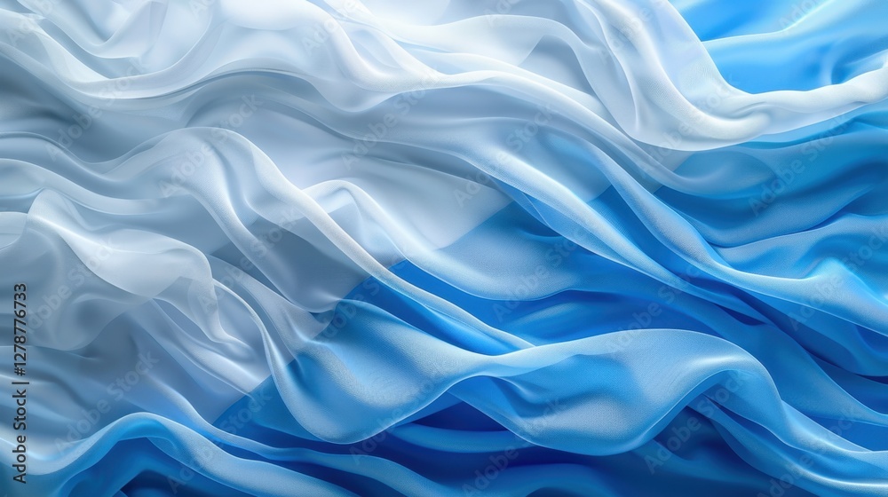 Obraz premium Illuminating Elegance: A Deft Capture of Flowing Silks in Soft Blue and White Tones