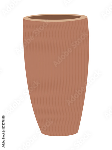 Tall decorative clay vase with textured pattern for home and interior design elements