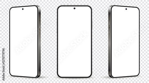 Smartphone mockup. Mobile phone isolated on transparent background