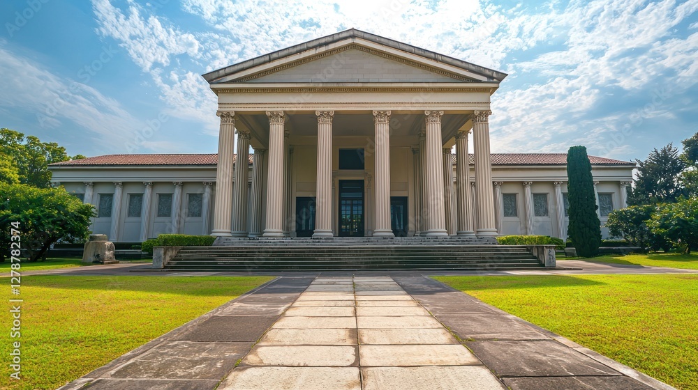 Obraz premium A stately neoclassical museum with symmetrical design and large columns