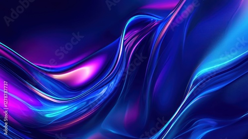 A futuristic abstract background with fluid neon waves and deep blues
