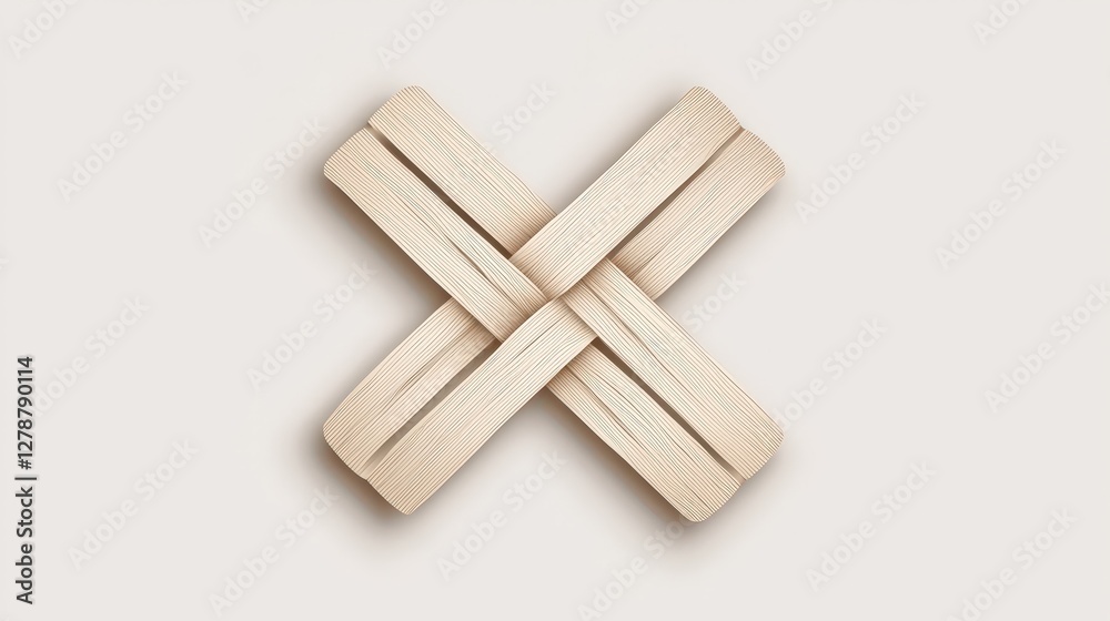 Elegant woven wood design creating a stunning cross pattern on a soft neutral background