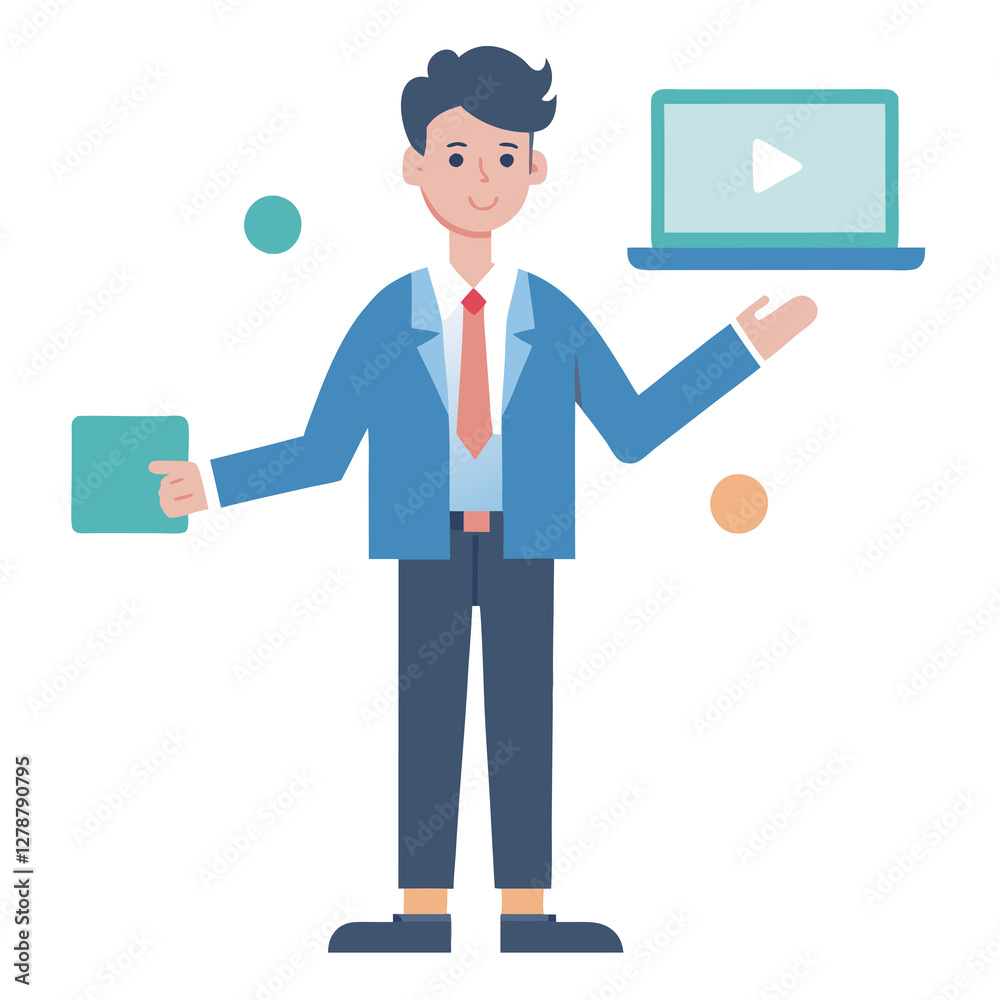 Flat vector marketer drives smart digital advertising for marketing success Flat vector marketer drives smart digital advertising for marketing success
