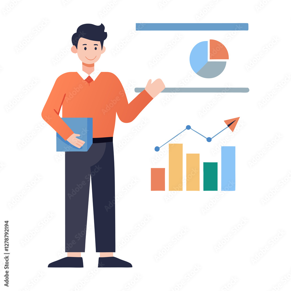 Flat vector strategist drives clear digital marketing for marketing success Flat vector strategist drives clear digital marketing for marketing success