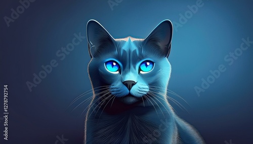 푸른색 눈을 가진 러시안 블루 고양이