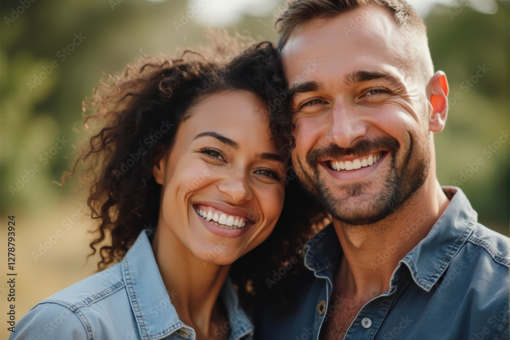 a photo of diverse couple smile at camera a photo of diverse couple smile at camera