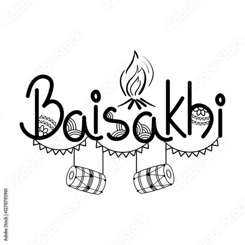 Vector illustration of Baisakhi Calligraphy on transparent background