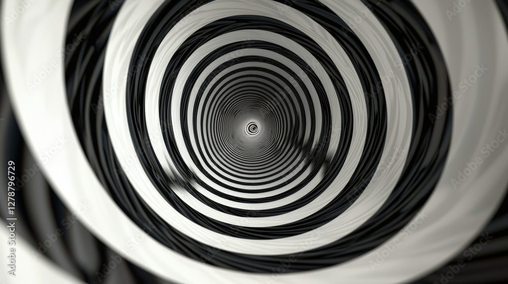 Abstract Pattern of Black and White Spiral Concentric Circles with Depth and Motion Effects Abstract Pattern of Black and White Spiral Concentric Circles with Depth and Motion Effects