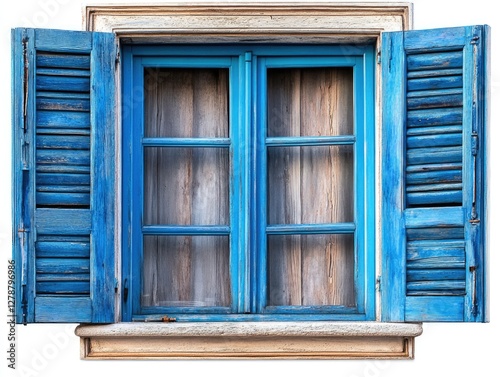 Blue window with shutters