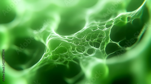 A stunning close-up of a green cellular structure, showcasing intricate details and textures that represent life at a microscopic level photo