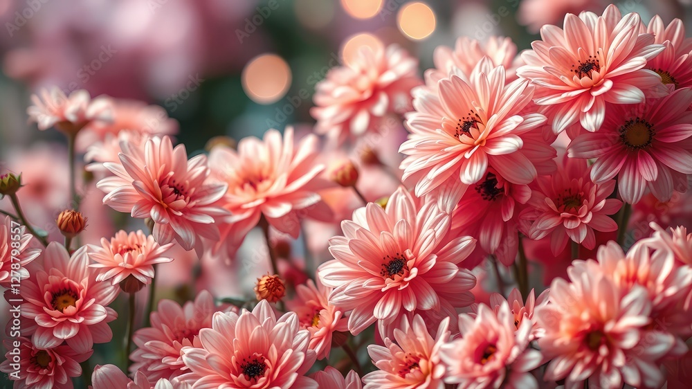 Beautiful Pink Chrysanthemum Flowers in Bloom Beautiful Pink Chrysanthemum Flowers in Bloom