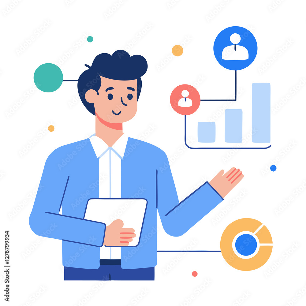 Flat vector professional drives clear customer retention for marketing success Flat vector professional drives clear customer retention for marketing success