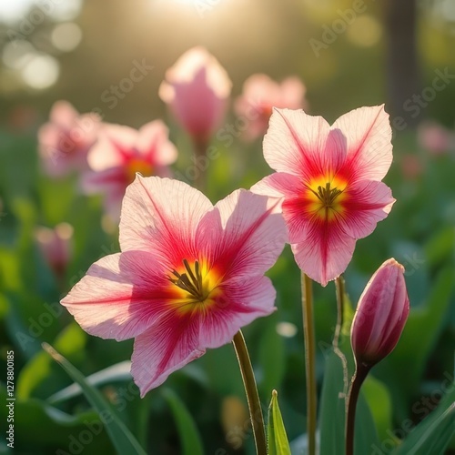 Beautiful Spring Blooms in Golden Sunrise