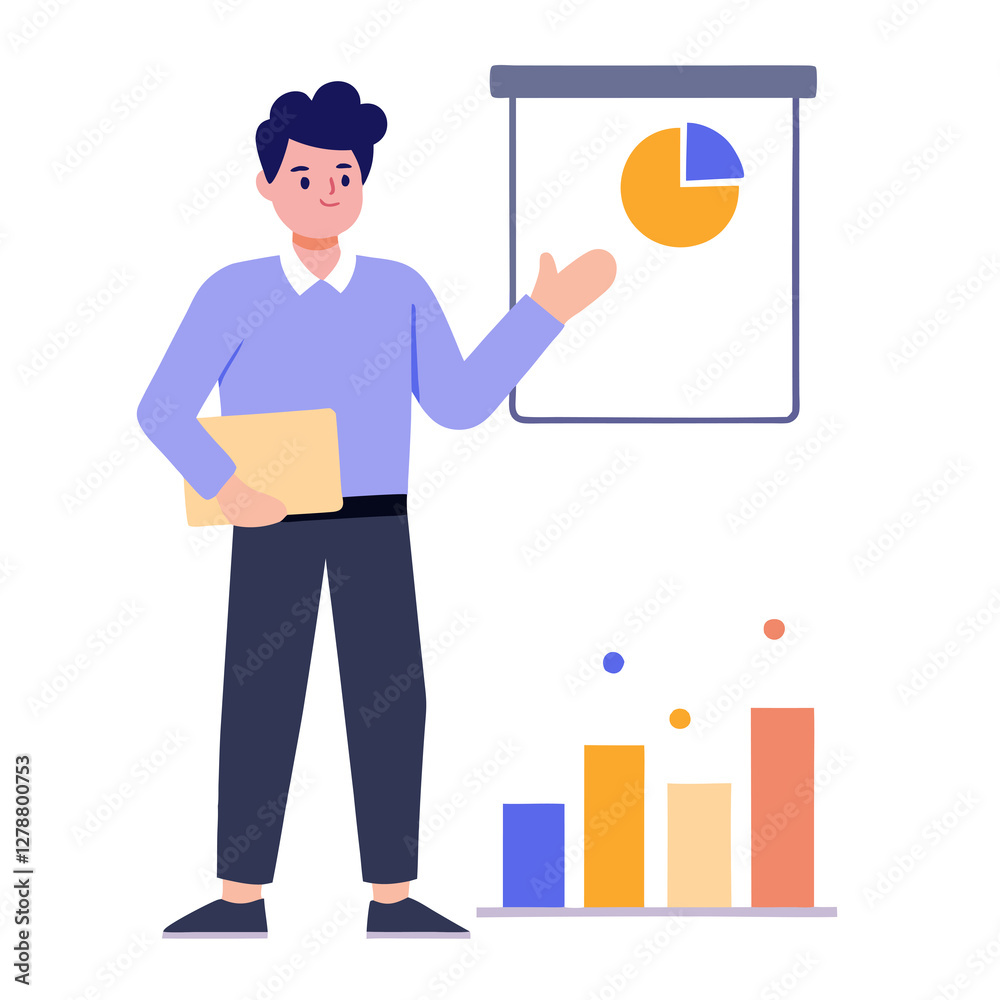 Flat vector professional drives smart cost savings for marketing success Flat vector professional drives smart cost savings for marketing success