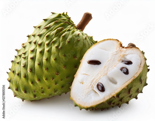 Obraz na płótnie a whole and a half of a soursop fruit w salonie