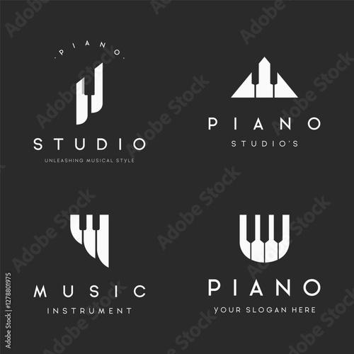 Creative academy music piano logo template design. Logo for orchestra, community, studio.