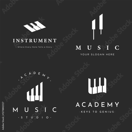 Creative academy music piano logo template design. Logo for orchestra, community, studio.