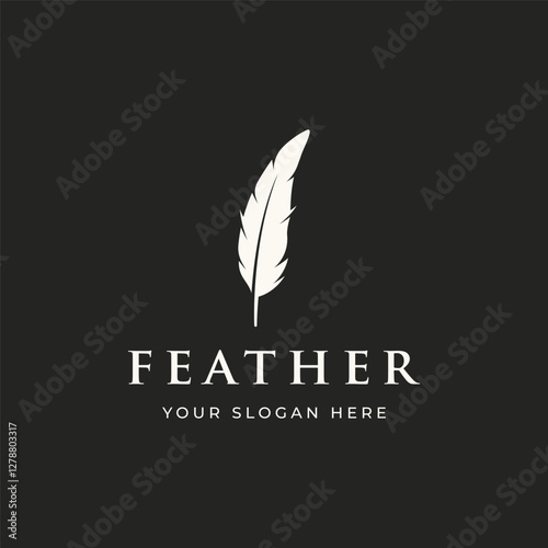 Luxurious author's feather design logo with creative ideas. Inspired by the author, quill feather.