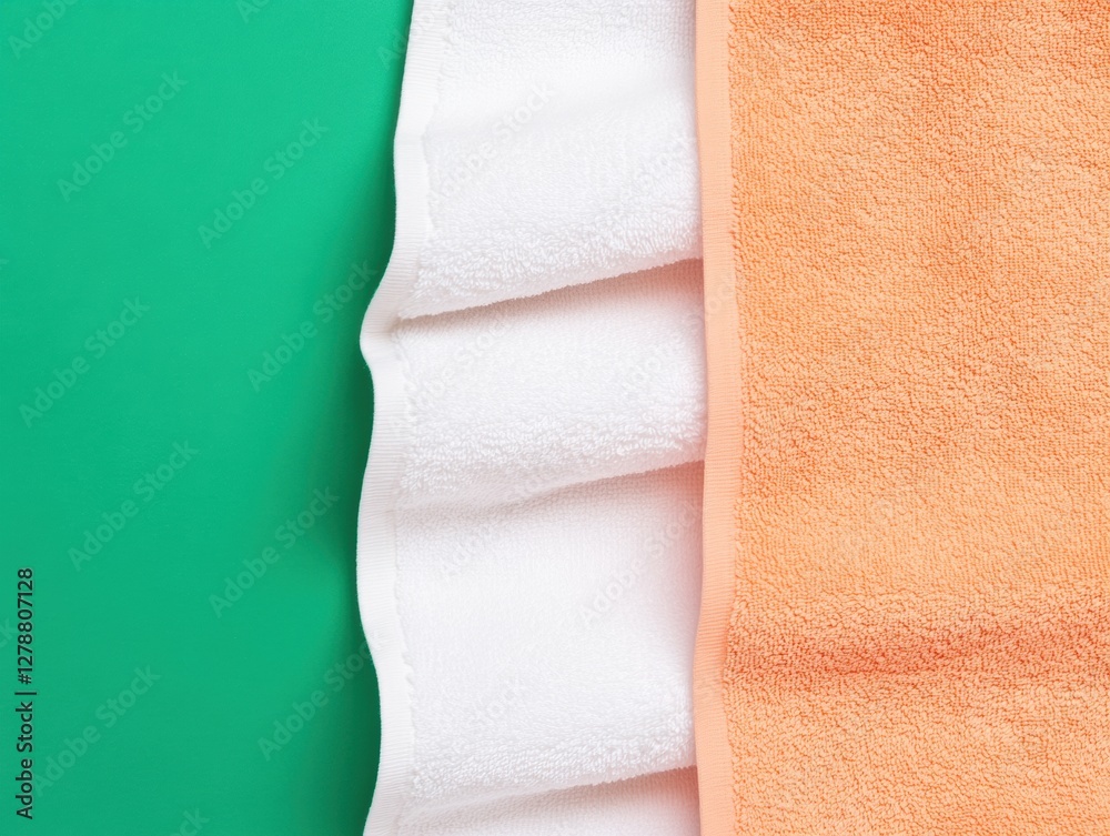 Obraz premium Colorful Towel Display Showcasing Soft Textures on Vibrant Backdrop - Modern Design Content for Spa Merchandising and Home Decor Styling