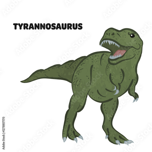 Illustration of a cute Tyrannosaurus 01