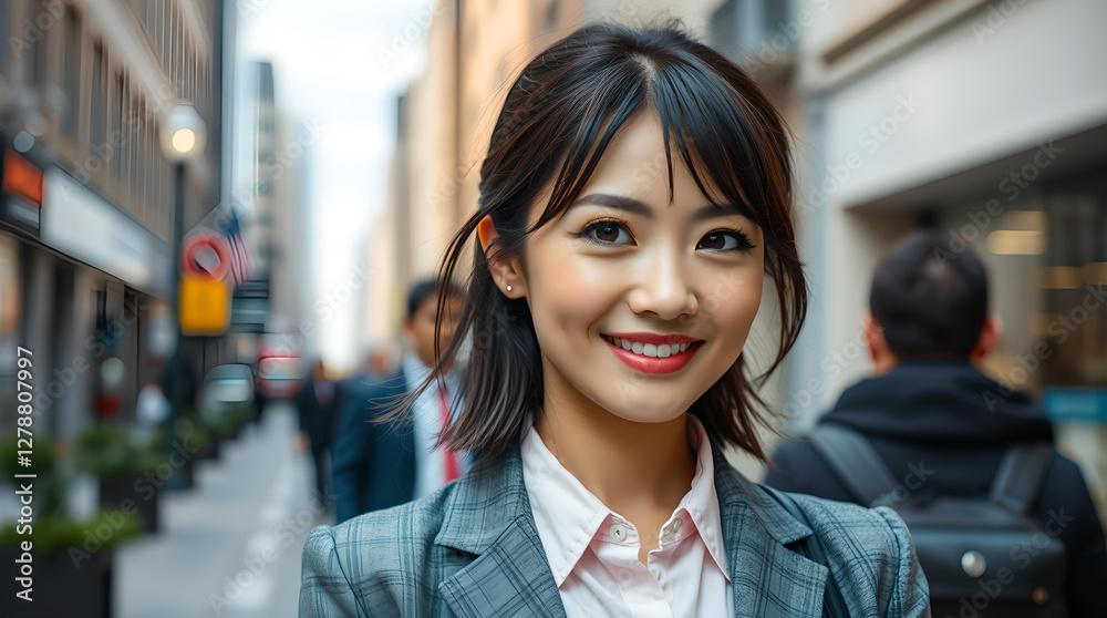 Portrait of smiling woman in the city Portrait of smiling woman in the city
