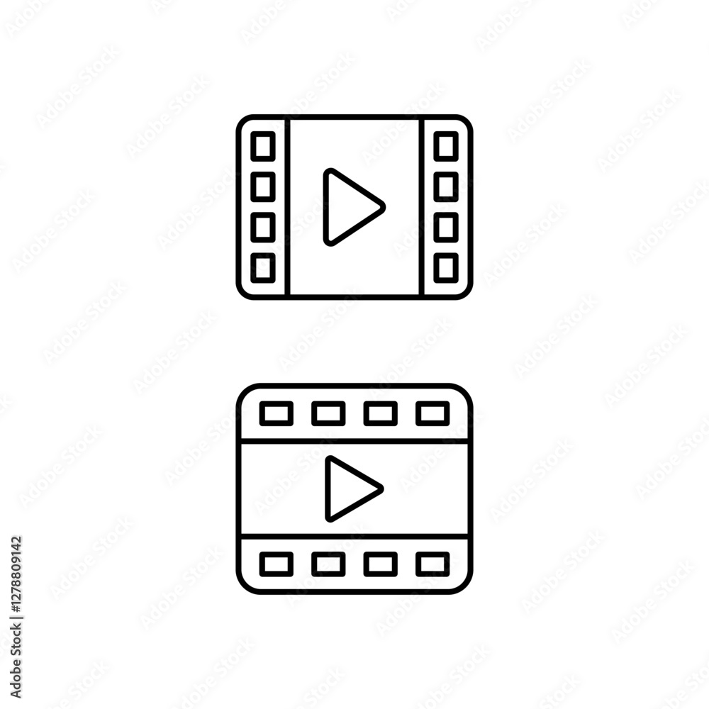 Video icon vector design. Film movie icon set. Video playback film icon. Video icon vector design. Film movie icon set. Video playback film icon.