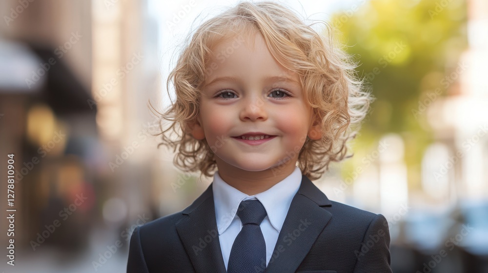 A young boy dressed in a suit and tie displays a cheerful smile, exuding confidence and charm in a formal setting. A young boy dressed in a suit and tie displays a cheerful smile, exuding confidence and charm in a formal setting.