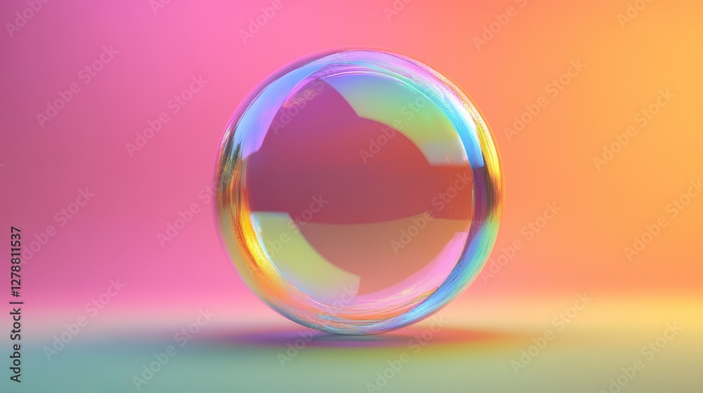 A vibrant 3D render of a colorful bubble, showcasing its shimmering, translucent surface and vivid hues. A vibrant 3D render of a colorful bubble, showcasing its shimmering, translucent surface and vivid hues.