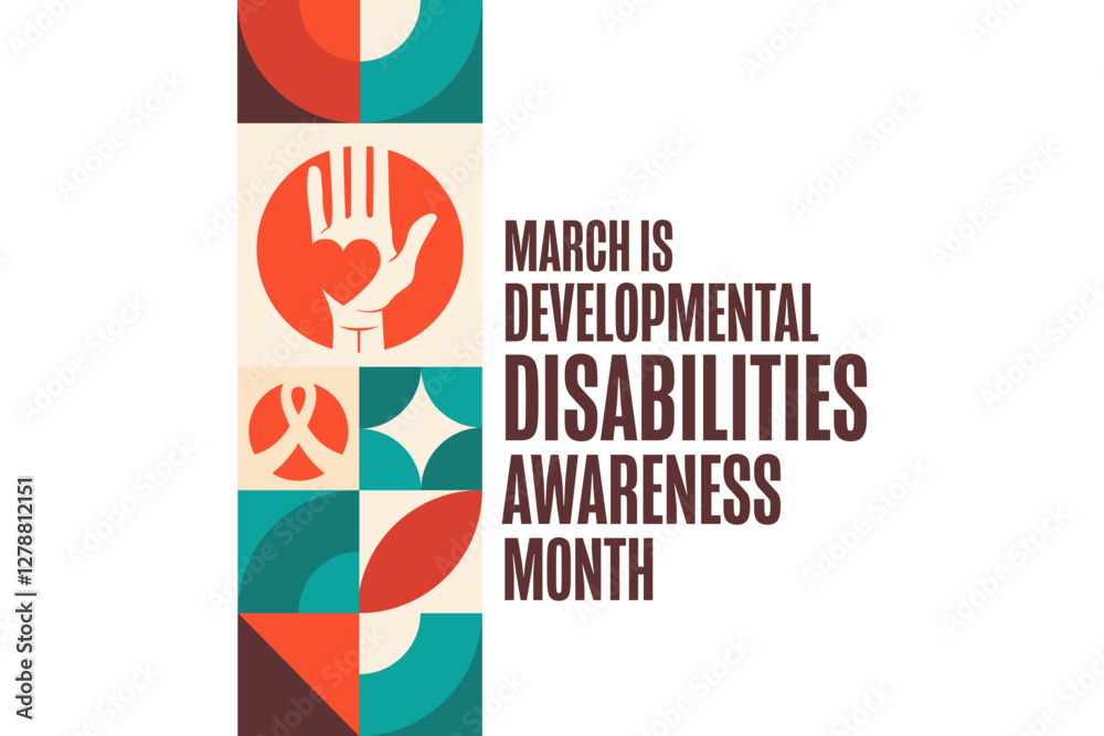 March is Developmental Disabilities Awareness Month. Template for background, banner, card, poster with text. Vector EPS10 illustration.