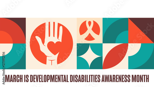 March is Developmental Disabilities Awareness Month. Template for background, banner, card, poster with text. Vector EPS10 illustration.