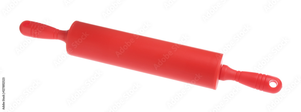 One red rolling pin isolated on white One red rolling pin isolated on white