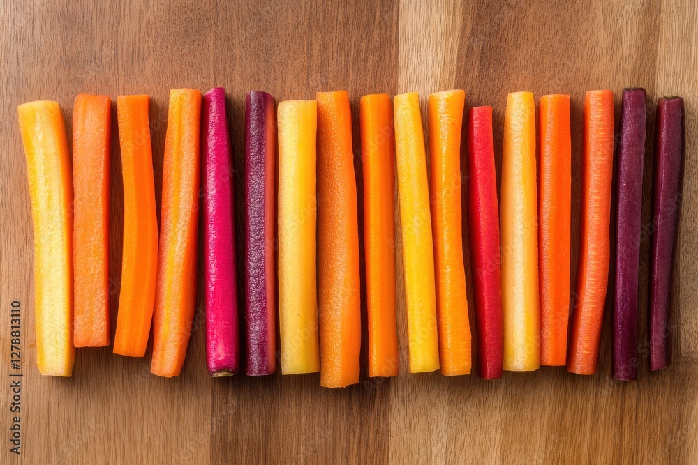 Vibrant Farm-to-Table Snacking Rainbow Carrot Sticks on Rustic Wood - Organic Produce and Sustainable Lifestyle Imagery for Health-Conscious Marketing Vibrant Farm-to-Table Snacking Rainbow Carrot Sticks on Rustic Wood - Organic Produce and Sustainable Lifestyle Imagery for Health-Conscious Marketing