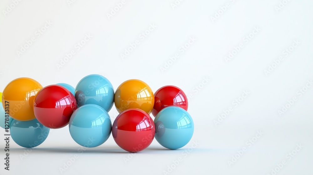 Colorful 3D Spheres Arranged in an Abstract Composition on White Background