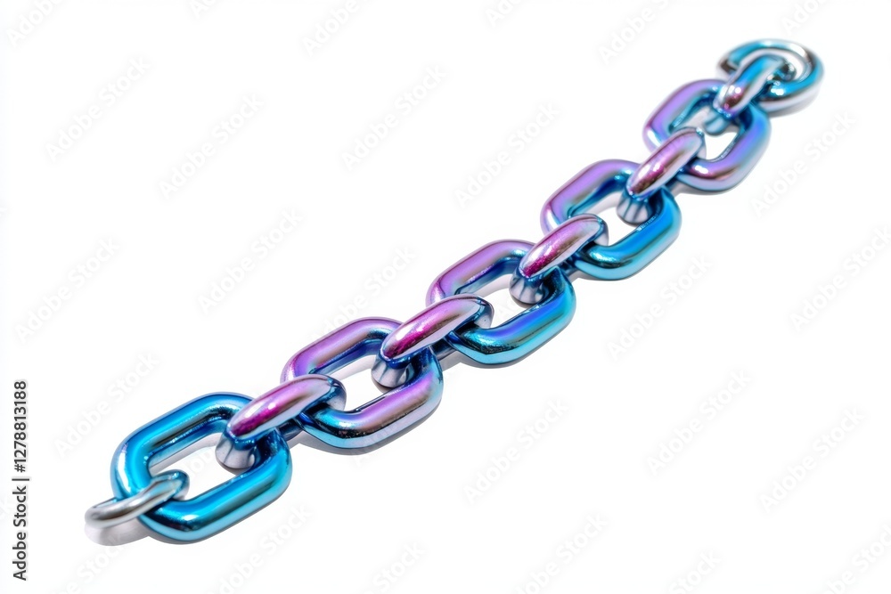 Fototapeta premium 3D cartoon chain isolated white background, graphic element resource design