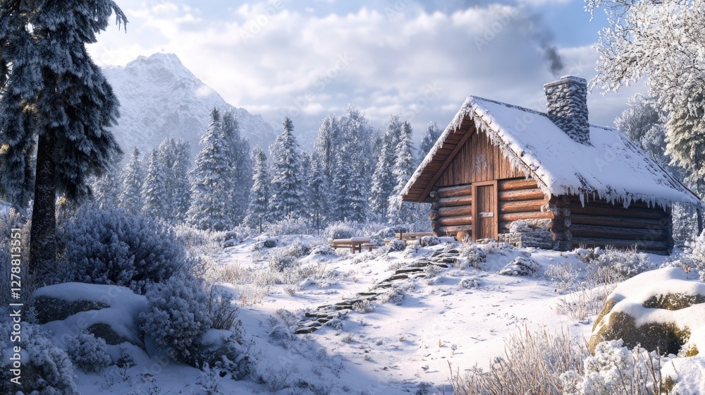 custom made wallpaper toronto digitalCabin in snowy forest