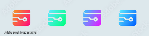 Crypto wallet solid icon in gradient colors. Saving signs vector illustration.