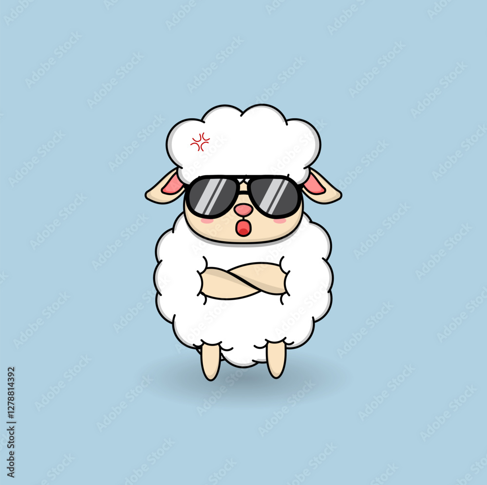 cute cartoon sheep illustration vector design. Eps 10.