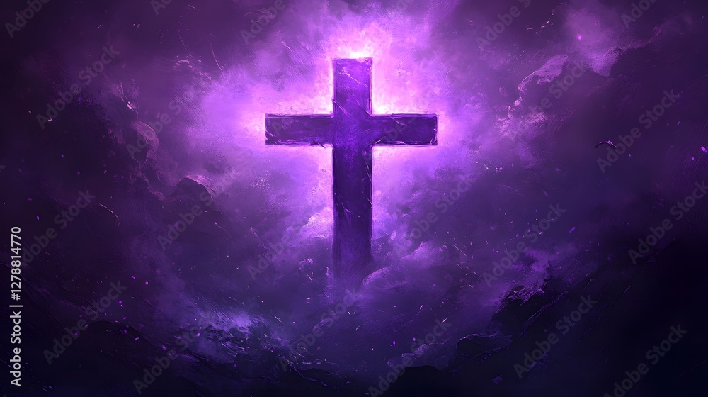 A purple cross with abstract background
A purple cross with abstract background
