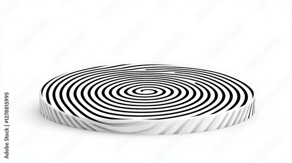 Circular Geometric Design with Black and White Swirling Patterns on a Clean Background Circular Geometric Design with Black and White Swirling Patterns on a Clean Background