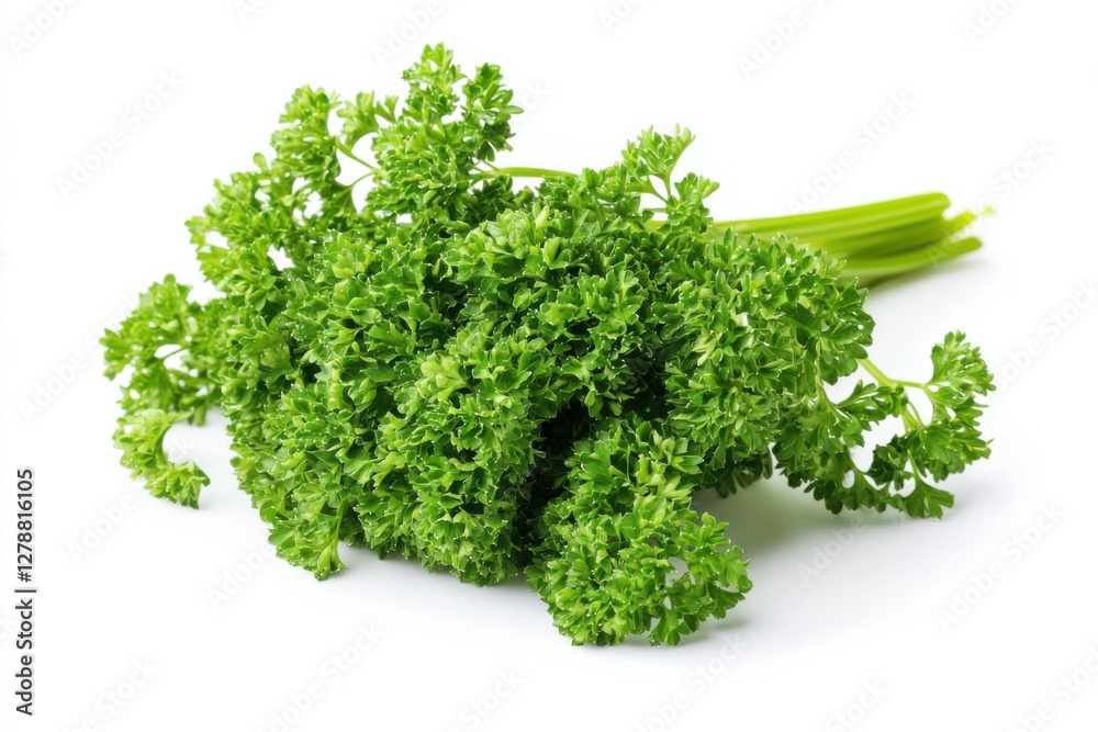 Dried parsley with vibrant green flavor, isolated on a clean white background Dried parsley with vibrant green flavor, isolated on a clean white background
