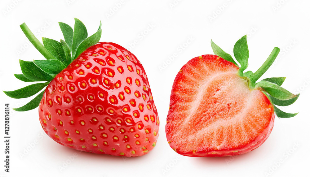 strawberry and a half isolated on white background