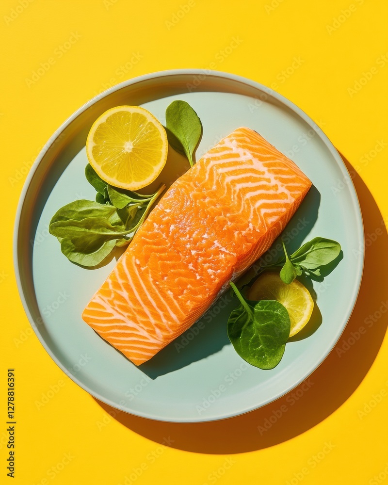 Vibrant Culinary Display Grilled Salmon Fillet on Ceramic with Fresh Greens and Citrus - Premium Seafood Art for Fine Dining and Food Service Marketing Vibrant Culinary Display Grilled Salmon Fillet on Ceramic with Fresh Greens and Citrus - Premium Seafood Art for Fine Dining and Food Service Marketing