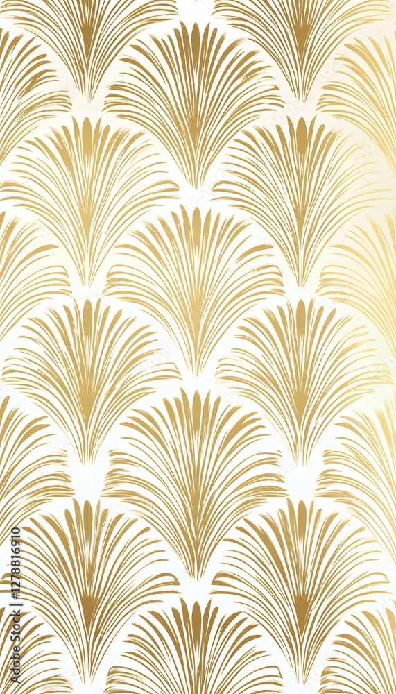 Golden art deco fan pattern on a white background Golden art deco fan pattern on a white background