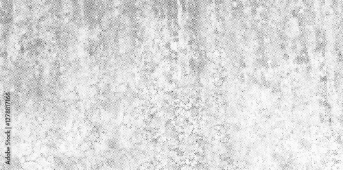 Vector halftone grunge texture with faded noise effect. Black and white dotted background. Distressed overlay design.