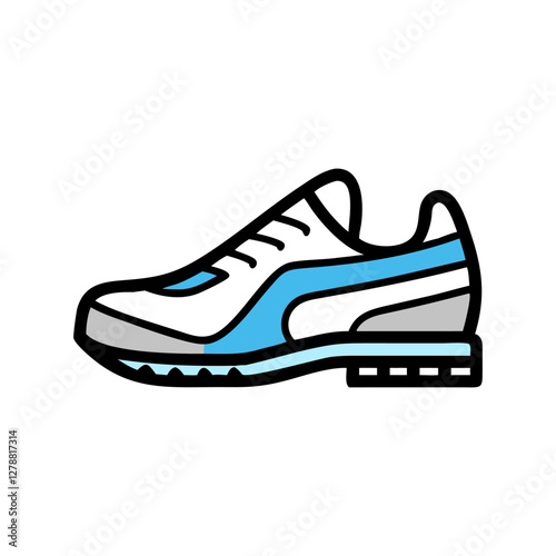 Sneaker shoe . Concept. Flat design. Vector illustration. Sneakers in flat style. Sneakers side view. Fashion sneakers.Modern air chamber style sneaker/trainer.
