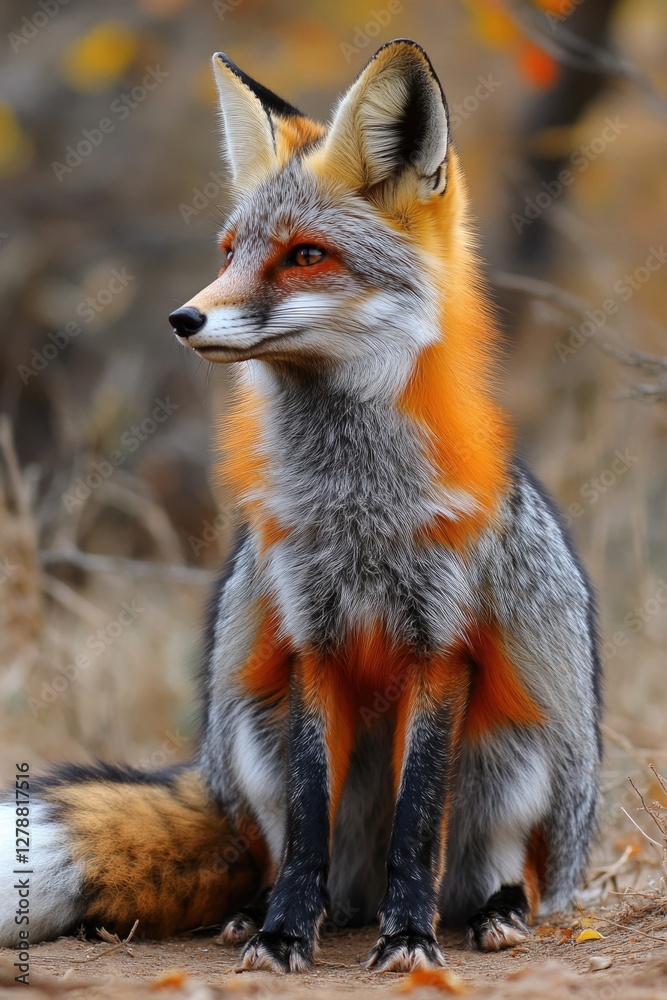 Obraz premium Red Fox Sitting in Woods