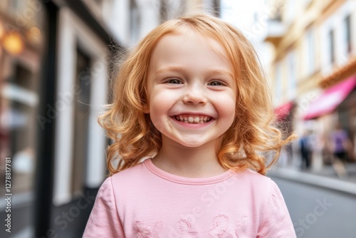 Wallpaper Mural A cheerful little girl smiles brightly while holding a delicious donut, showcasing joy and delight in a playful moment. Torontodigital.ca
