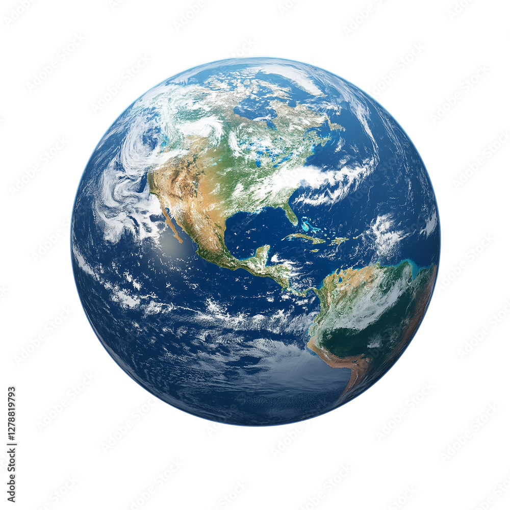 Fototapeta premium Planet Earth Isolated On Transparent Background, perfect for global themed designs, educational materials and environmental projects